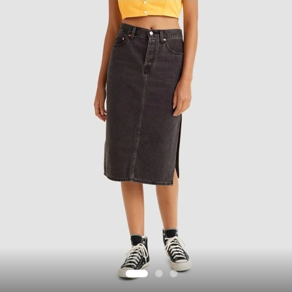 Levi's Dresses & Skirts - New with Tags - Size 24 - Levi's Women's Side Slit Midi Skirt - Washed Black 00